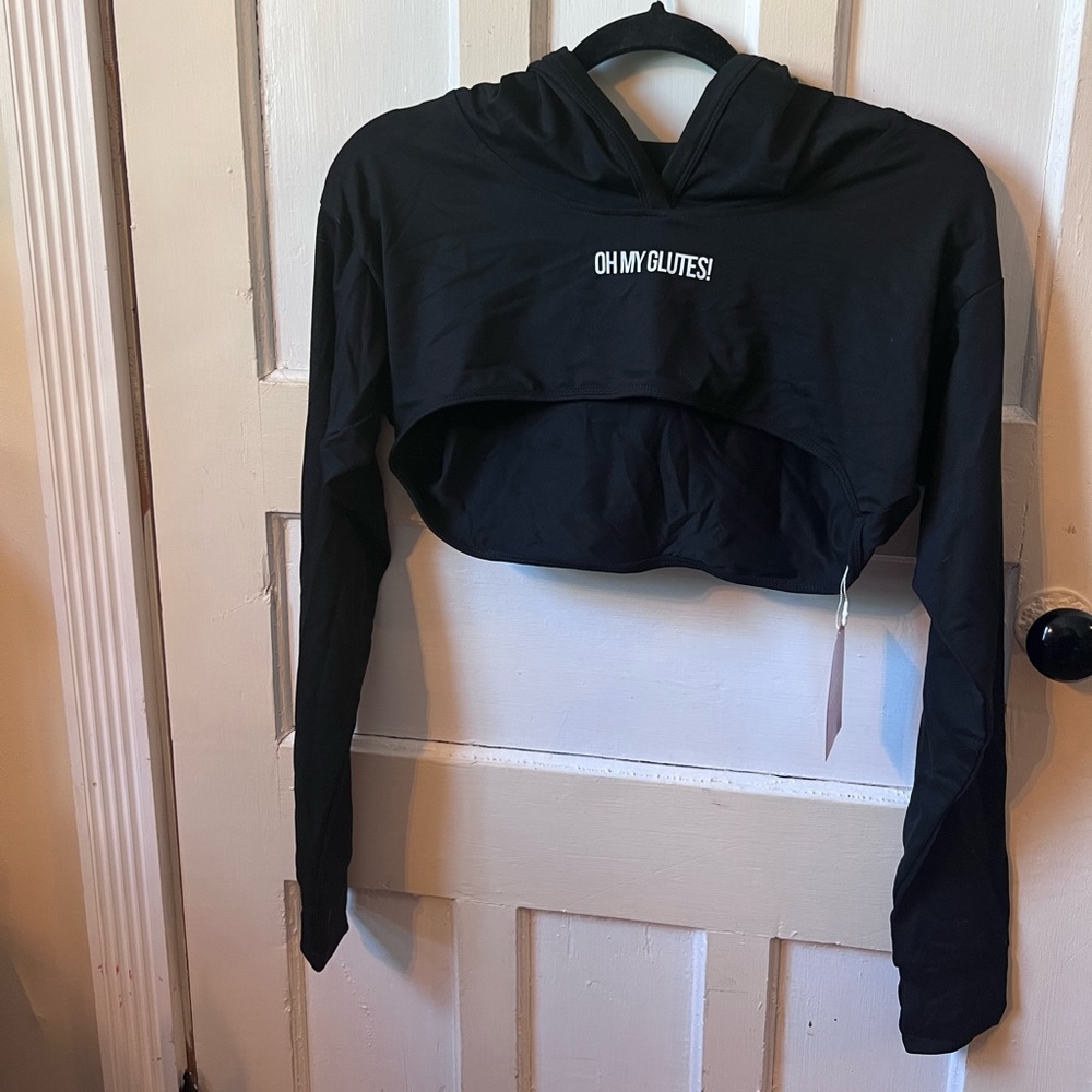 Oh My Glutes! Black Cropped Hoodie